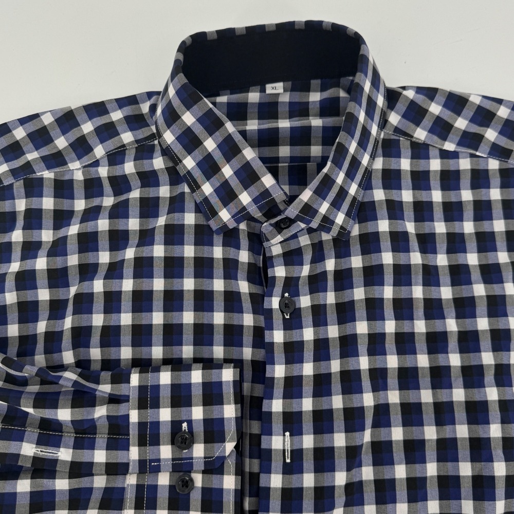 State & Liberty Gingham Plaid Button Down Shirt Blue White XL Long Sleeve READ